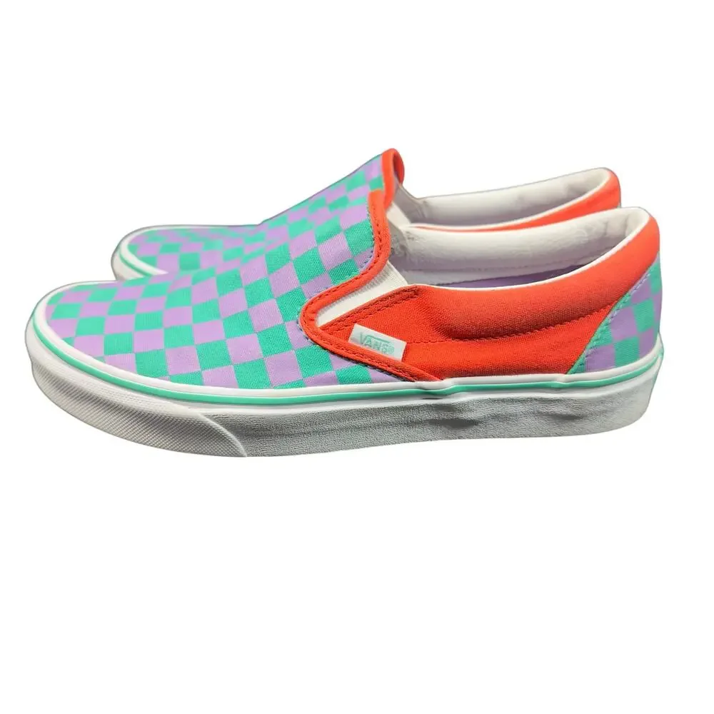 Vans Slip On Checkerboard Skate Shoe - Tomato / Orchid MEN 7/ WMN 8.5. EXCLUSIVE - Picture 12 of 16